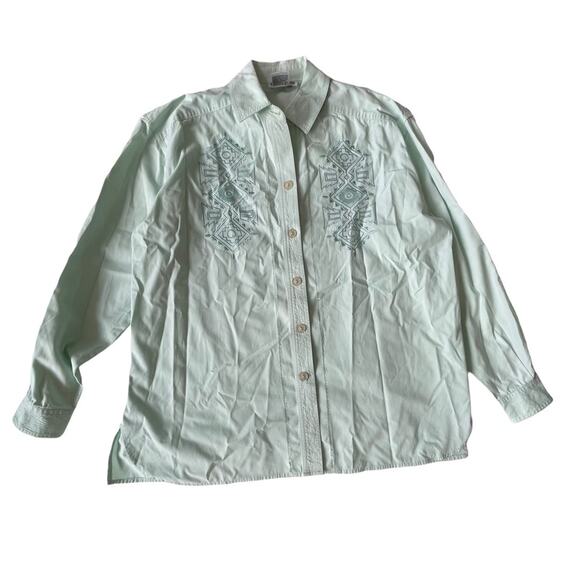 Vintage 1990s Regina Porter Button Down Southwest Embroidered Boho Mint 1X GUC - Picture 5 of 16